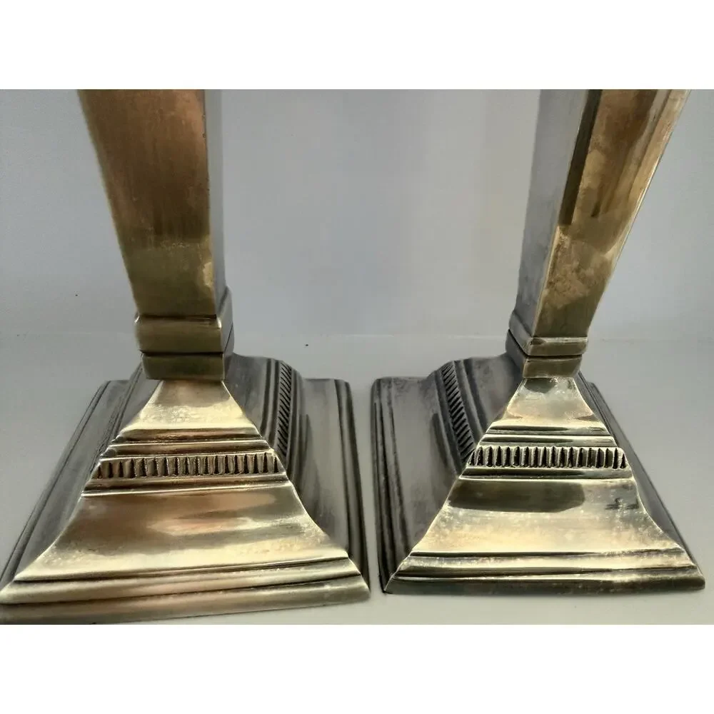 Pottery Barn Silver Taper Maxfield Hotel Candle Stick Holders 14” And 12” Set